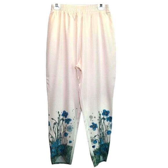 Top and Bottom Outfit with Floral Print in Cream/Blue/Green Women’s Large - Picture 6 of 13